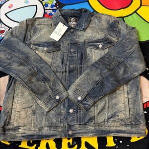 OXYD Premium Denim Men's Distressed Denim Jacket, Size XXXL